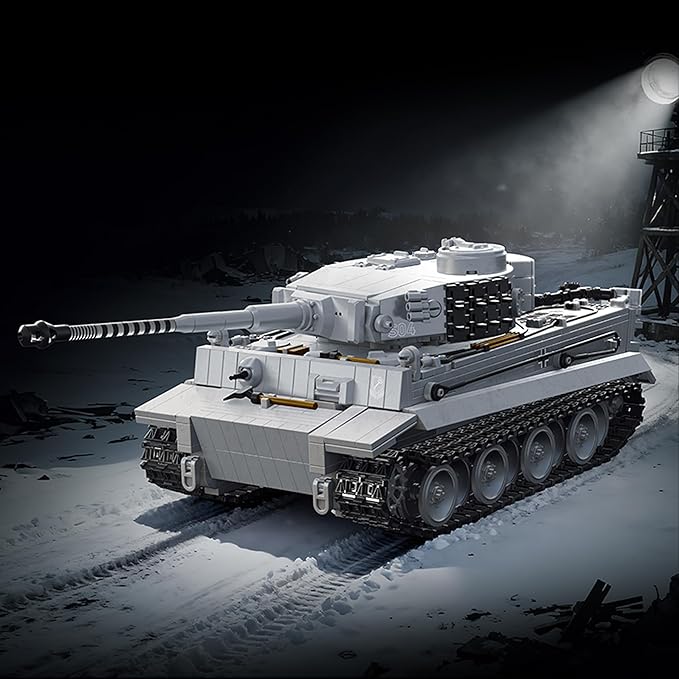 WW2 Tiger Heavy Tank S04 Building Sets Panzer VI Army Military Vehicles Collectible Model for Adults Boys 14+ 1544PCS White