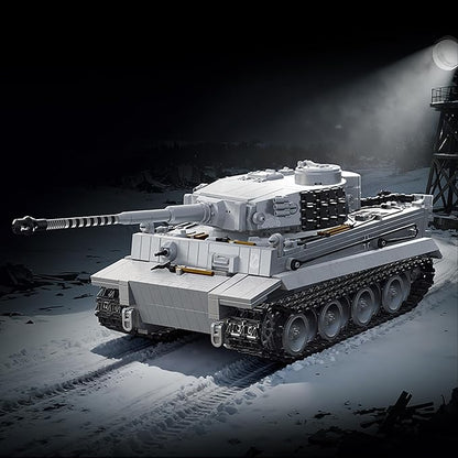 WW2 Tiger Heavy Tank S04 Building Sets Panzer VI Army Military Vehicles Collectible Model for Adults Boys 14+ 1544PCS White