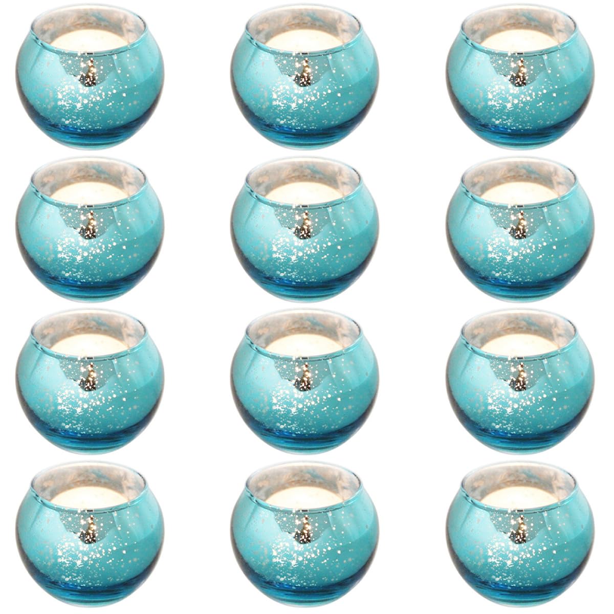 FOMIYES 12pcs Blue Speckled Glass Candle Holders Hollow Tealight Votive Candleholder Set Decorative for Home Decor and Hotel Table Centerpiece