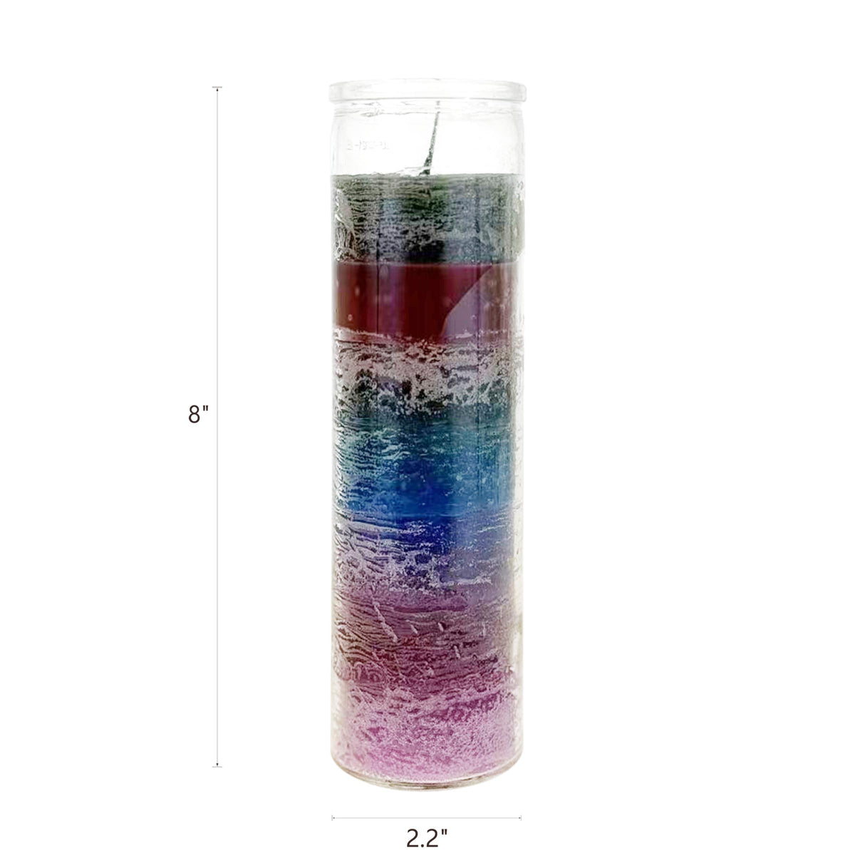 Mega Candles 3 pcs Unscented 7 Color Glass Devotional Prayer Candles, Hand Poured Wax Candle 2 Inch x 8 Inch, Sanctuary, Vigils, Prayers, Casting Chimes, Spiritual, Rituals, Spells, Wicca, Deities