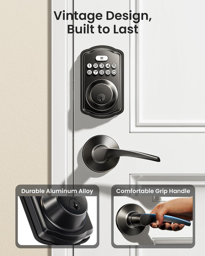 Veise Keyless Entry Door Lock with 2 Lever Handles - Electronic Keypad Deadbolt, Easy Installation Digital Smart Front Door Lock Set, Oil Rubbed Bronze