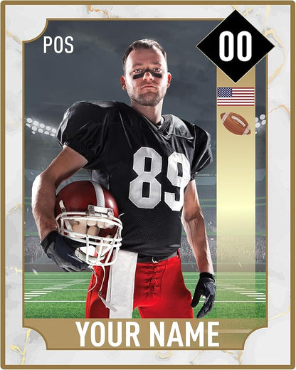 EGD Personalized Football Cards | Ultimate Team Decorations | Football Gifts for Boys | Multiple Sizes &amp Shapes