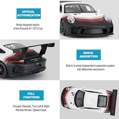 RASTAR RC Cars 1/14 Porsche 911 GT3 Cup Remote Control Sports Car Porsche Toy Car for Kids Drift RC Race Car – White 2.4G