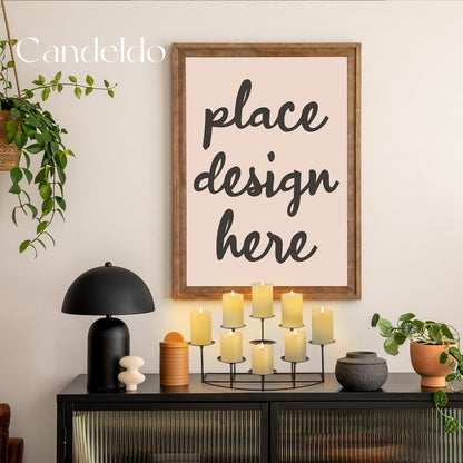 Candeldo Candelabra Fireplace Candle Holder: Black Metal Pillar Candle Holders for Inside Fireplace Mantle Decor Floor Candelabras Table Centerpiece