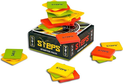 Steps Games Starter Pack Wooden Board Game – Unique Skill-Based Family Game Party &amp Travel Game Gift Fun for Kids and Adults