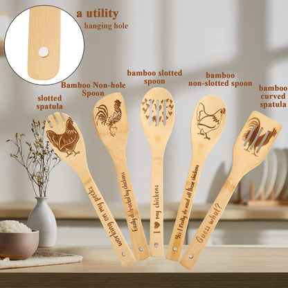 Chicken Wooden Spoons for Cooking Cute Chicken Kitchen Accessories Rooster Kitchen Decor Farmhouse Chicken Kitchen Utensils Funny Chicken Gifts for Women