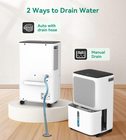 VEAGASO 2500 Sq.Ft Dehumidifier for Basement with Drain Hose, 34-Pint Dehumidifiers for Home, Large Room, Bathroom, Bedroom - 3 Modes, Intelligent Humidity Control, Dry Clothes, 24H Timer