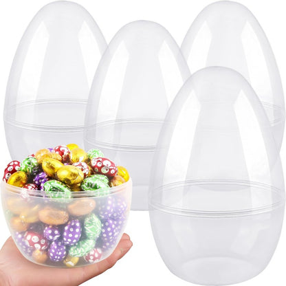 12 Inch/ 10 Inch/ 8 Inch Giant Clear Easter Eggs Fillable 4/5/ 6/7 Pcs Jumbo Plastic Easter Eggs Large Easter Eggs Empty for Egg Hunt Supplies Easter (4 Pcs - Clear (10 Inch))
