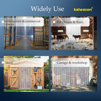 kalwason Plastic Vinyl Strip Door Curtain - Clear Ribbed PVC Curtain Bulk Roll, for Separating AC Spaces & Entry to Workshop, Barn, Warehouse, Shed & Garage (148 Ft * 7 in * 0.06 in Ribbed)