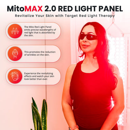 Mito Red Light – MitoMAX 2.0 Red Light Panel – Red Light Therapy for Face and Neck – Red Light & Near Infrared Red Light Therapy – At-Home Red Light Therapy for Body