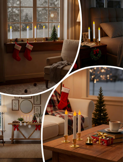Pallerina 4-Pack Flameless Window Candles Battery Operated with Timer,3D Flickering Flame, Battery Operated LED Candlesticks with Suction Cups for Christmas Holiday Home Window Decor