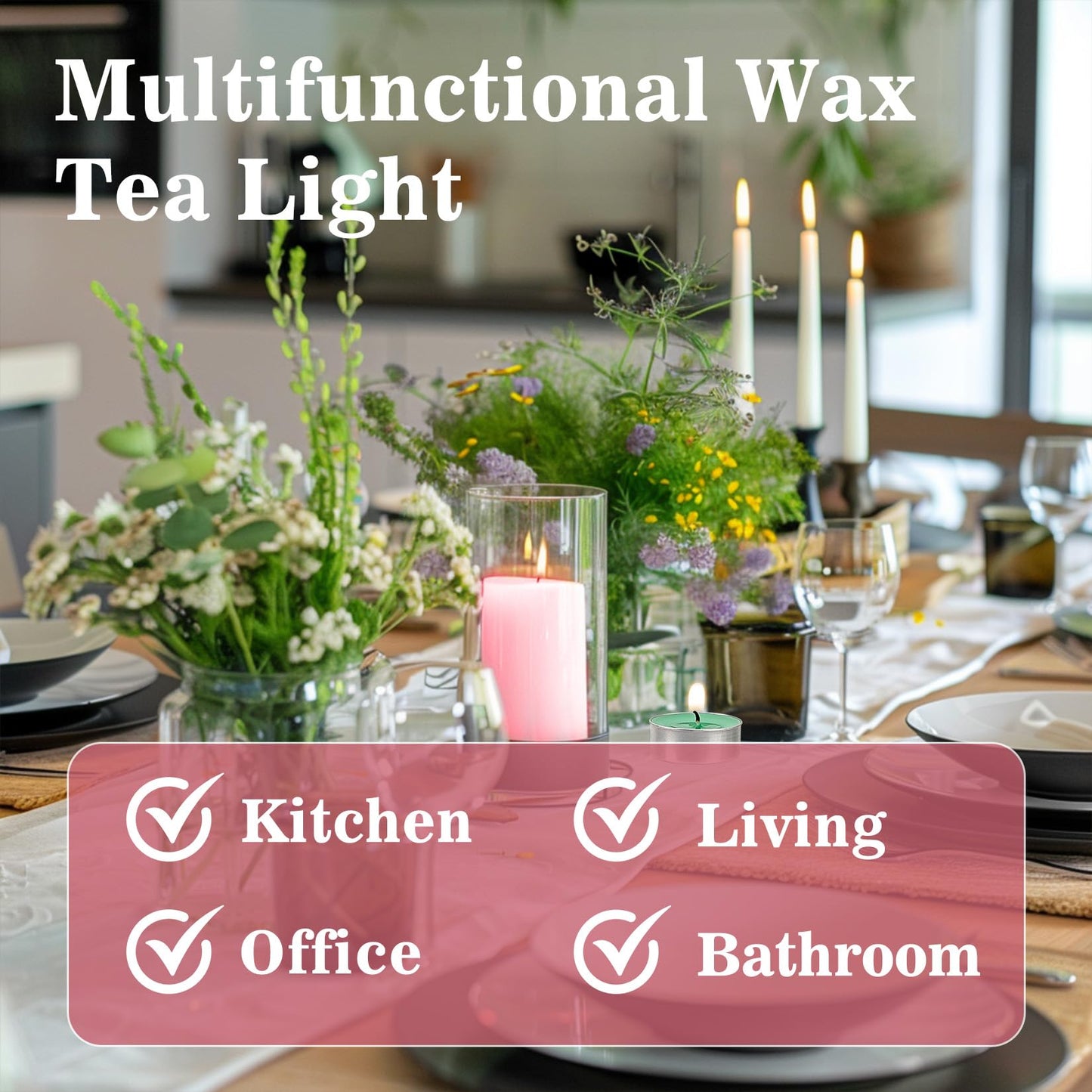 Pink Tea Lights Candles Set - MAQIHAN Mini Tealight Candles Votive Soy Candle with Cotton Wick for Home Decoration, Wedding, Emergencies, Shabbat, 25pcs