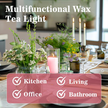 Pink Tea Lights Candles Set - MAQIHAN Mini Tealight Candles Votive Soy Candle with Cotton Wick for Home Decoration, Wedding, Emergencies, Shabbat, 25pcs