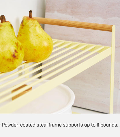 Yamazaki Home Tosca Countertop Wire Shelf - Metal Kitchen Organizer Rack - Steel + Wood -
