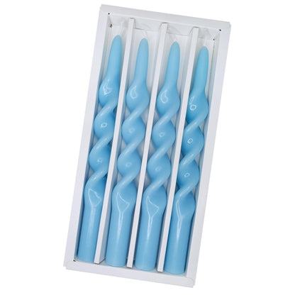 Blue Spiral Taper Candles Blue Candlesticks 4 PCS Cute Candle Stick Long Tapered Candles Decorative Handmade Twisted Candle for Dinner Home Weddings Festive