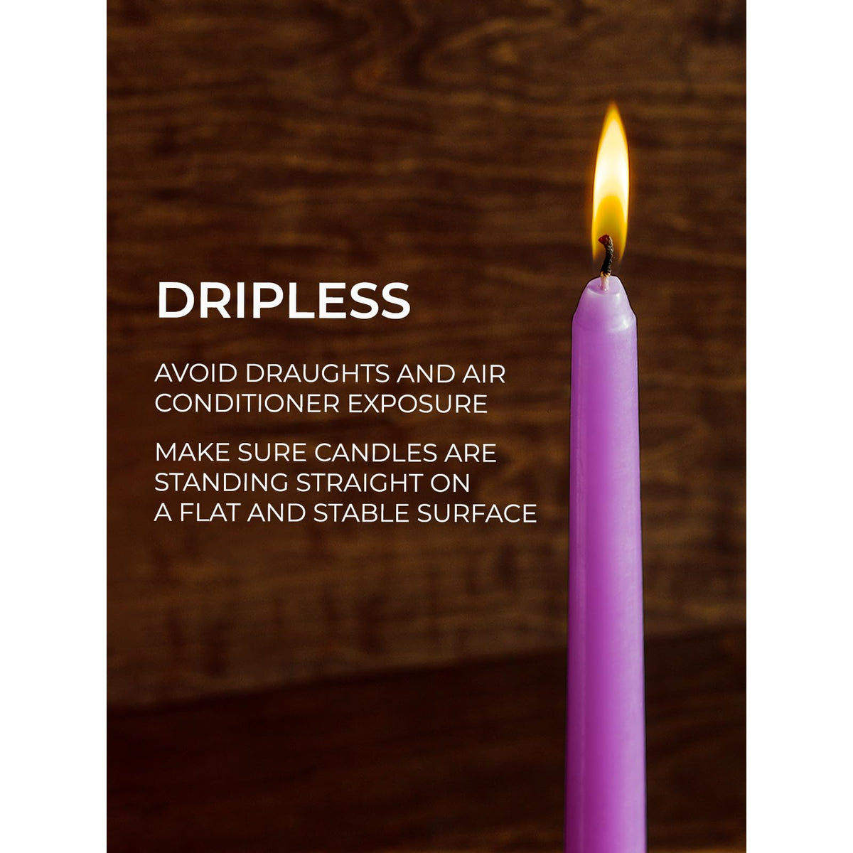 CANDWAX 8 inch Taper Lilac Candles Set of 12 - Unscented Smokeless Dripless Tall Candlesticks - Perfect for Special Occasions, Ordinary Dinners, for Mother's Day - Lavender Candle Sticks