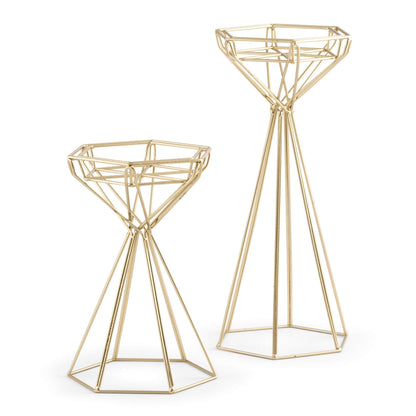 Weddingstar Tall Geometric Candle Holder - Gold - Set of 2