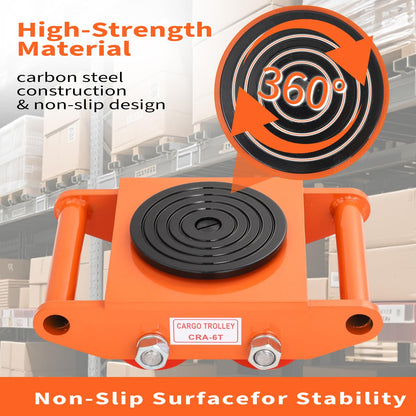 Garvee Machinery Mover Industrial Heavy Duty Skate Dolly with 4 Wheels & 360° Rotation Non-Slip Tray for Containers, Heavy Tools, Jobsite Box for Domestic and Industrial