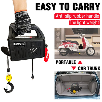 Electric Hoist Winch 3 in 1,1100lbs Electric Hoist 110 Volt 1500W Portable Electric Winch with Remote Control/Manual/Cable,Chain Hoist Overload Protection 25ft Lifting Height for Towing&Copper Motor