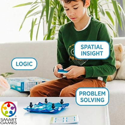 SmartGames Penguins on Ice – Sliding Logic Puzzle Game with 60 Challenges STEM Brain Teaser for Kids Ages 6+ Travel-Friendly Single Player Puzzle
