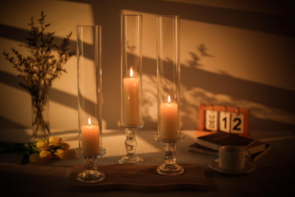 CYS EXCEL 6 PCS (H:14" D:2.5") Glass Hurricane Candleholder Tubes | Open-Ended Bottomless Cylinder, Chimney Tube for Taper Candles and Candlesticks
