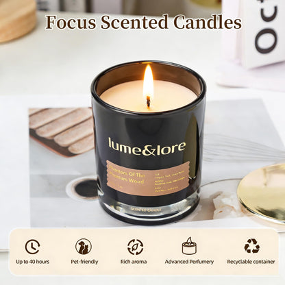 Phantom Wood Scented Candle - 7oz Natural Soy Wax, Fougère & Teak Aroma - The Best Gift for Focus & Relaxation
