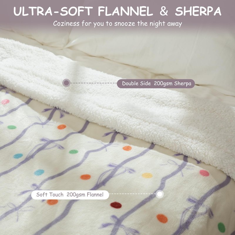 VELLUBAM Purple Bow Electric Blanket Full 72" x 84" - Ultra Soft Heated Blanket Full Size with 6 Heating Levels & 10 Hours Adjustable Timer, Fast Heating Blanket for Sisters and ETL Certified