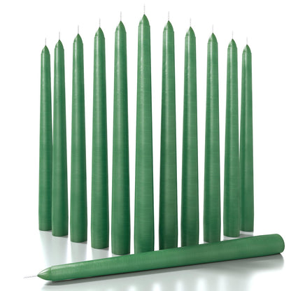 CANDWAX 10 inch Candlesticks Set of 12 - Dripless Taper Candles Perfect for Party or Decor - No Drip Green Candle