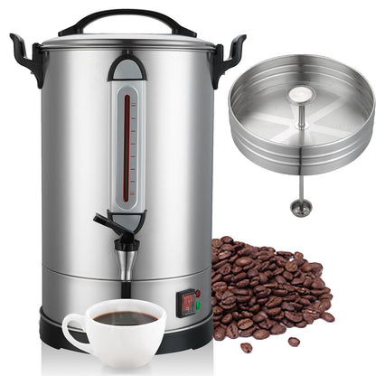 Commercial Coffee Maker 100 Cup Large Coffee Urn 4 Gallon 16L Industrial Coffee Dispenser 1300W Quick Brew Dual Wall Stainless Steel Hot Water Urn & Tea Maker for Catering, Wedding, Church & Events