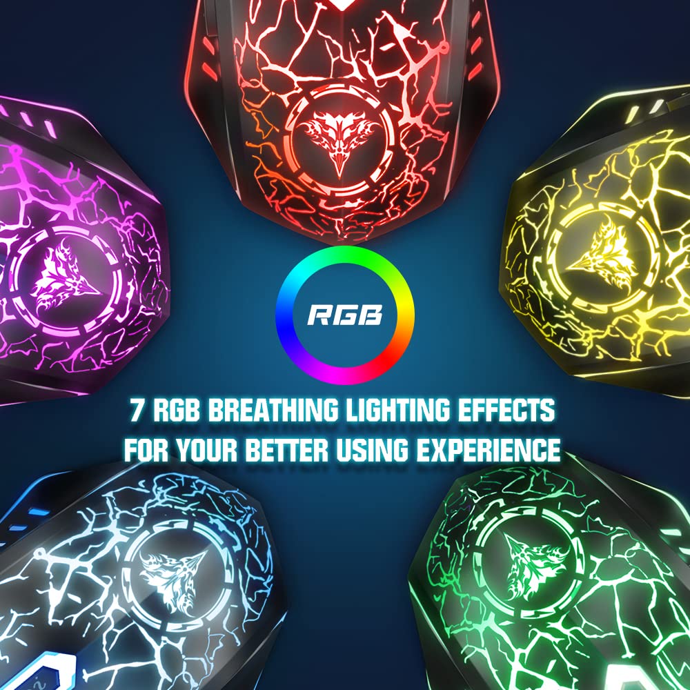 BENGOO Gaming Mouse Wired, Ergonomic Gamer Laptop PC Optical Computer Mice with RGB Backlit, 4 Adjustable DPI Up to 3600, 6 Programmable Buttons for Windows 7/8/10/XP Vista Linux -Black