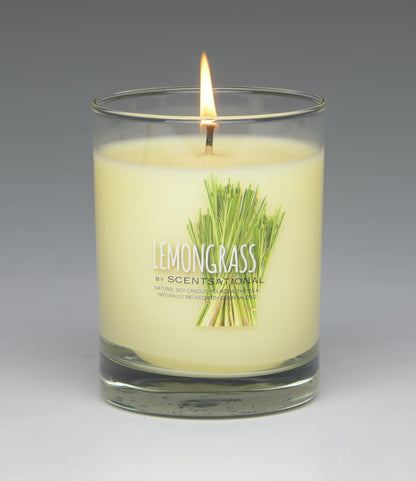 Scentsational Lemongrass Soy Candle, 11 oz, 50-60 Hour Burn Time, Gift Wrapped