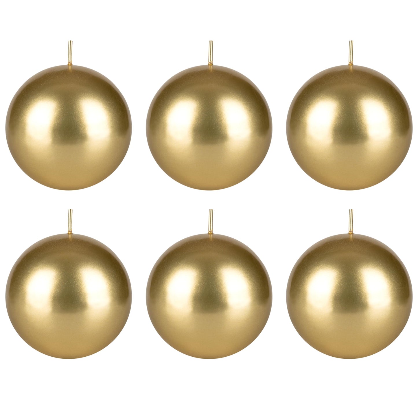 Mega Candles 6 pcs Unscented Gold Ball Round Candles, Hand Poured Premium Wax Candle 3 Inch x 3 Inch, Home Décor, Wedding Receptions, Occasions, Events, Festivities, Meditations, Relaxation