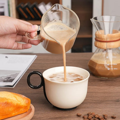 1 Pack 250ML/8.5OZ Measuring Cup Espresso Shot Glasses Double Spouts Large Coffee Cup with Handle Triple Pitcher Milk Cup Parts Clear Glass By BCnmviku