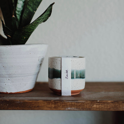 Hyggelight - The Growing Candle, Rosemary & Sage Scent, 8.5oz Ceramic Pot, Single Wick Aromatherapy Candles, 100% Soy for Women and Men, Edith