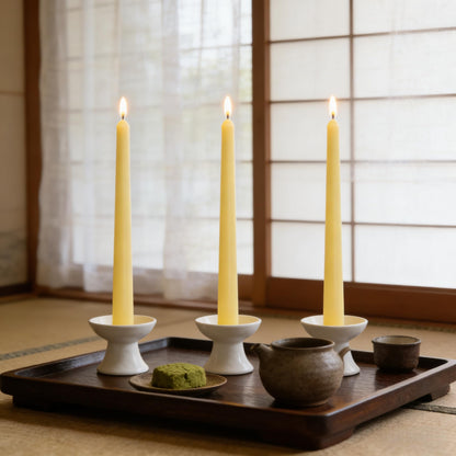 12-Pack Yellow Taper Candles, 10 Inch Unscented Dripless Candlesticks, Long-Lasting Burn Time of 7-8 Hours, Perfect for Home Décor, Weddings, and Events