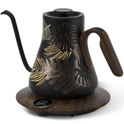 Cocinare Gooseneck Electric Kettle, ±1°F Precise Temperature Control, 1500W Fast Heating, Pour Over Coffee & Tea Kettle with Brew Timer & Keep Warm, Stainless Steel, 0.9L (Rainforest)