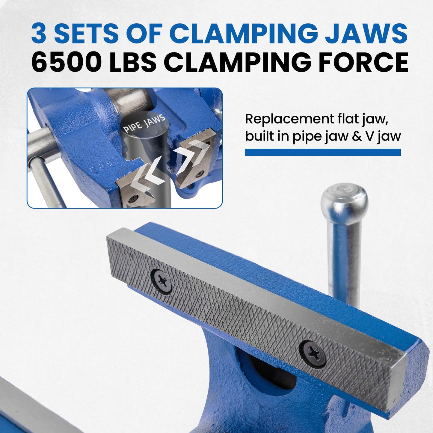 Forward HY-DT150B-6IN Heavy Duty Bench Vise 360-Degree Swivel Base and Head with Anvil (6")