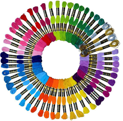 Embroidery Floss 54 skeins Crossstitch Thread - Bracelets String - 50Pcs Embroidery Thread and Free Set of 4pcs Metallic Thread