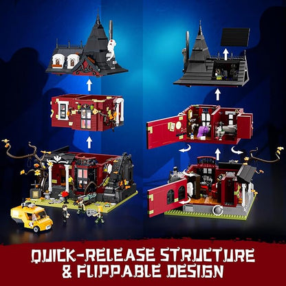 Halloween Midnight Haunted Mansion Lighting Building Bricks Set - Ghost Specter Phantom House City Town Modular Collection Kit 2617 Pcs for Adults &amp Teens