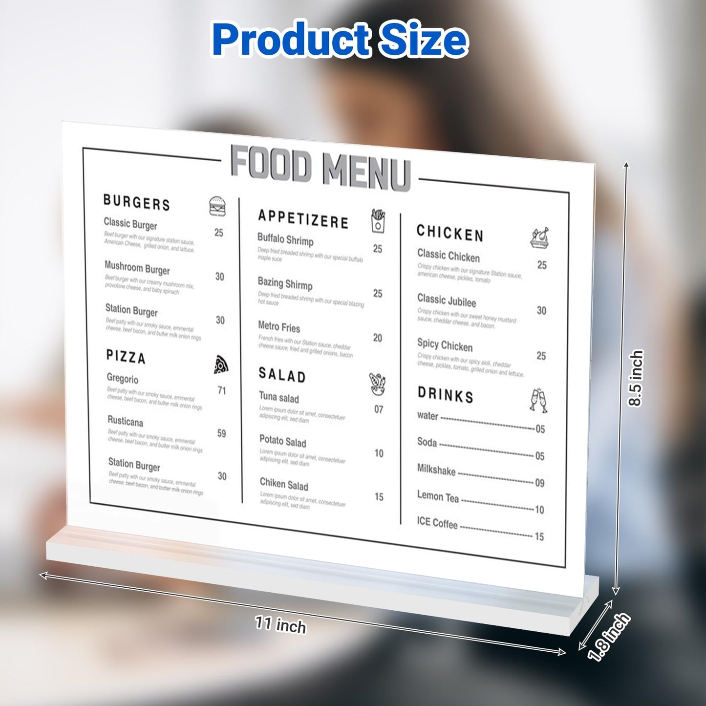 6 Pack Acrylic Sign Holder 11 x 8.5 Horizontal, Double-Sided Clear Sign Holder Plastic Stands for Display, T Shape Acrylic Table Sign Stands for Office Store Restaurants Wedding Party Decoration