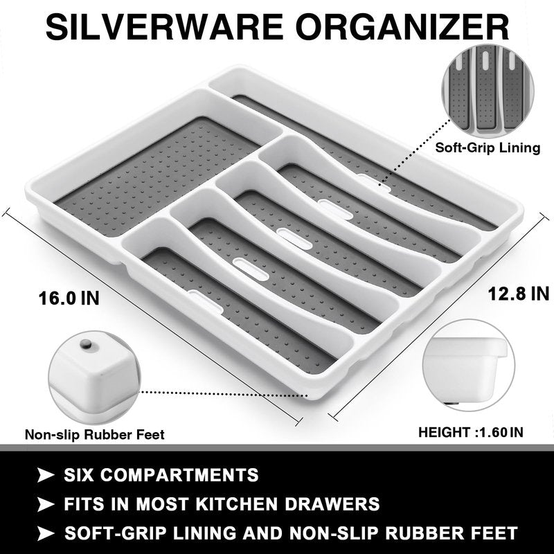 49-Piece Silverware Set with Organizer, Heavy Duty Stainless Steel Flatware Set for 8, Cutlery Utensil Sets with Steak Knives, Rust-proof, Mirror Polished, Dishwasher Safe, Heavy Duty