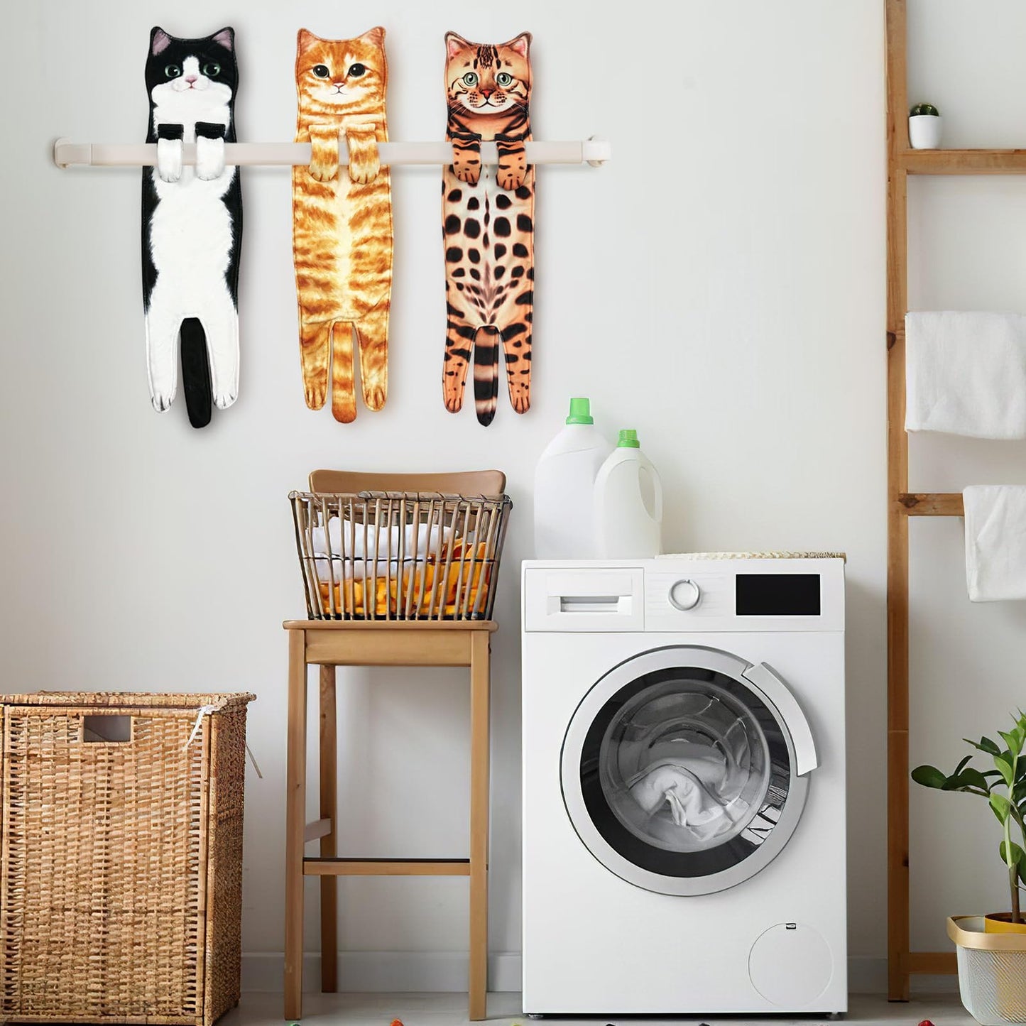 PAT JUUMG Funny Cat Hand Towels for Bathroom Kitchen Decor Towel,Cute Decorative Hanging Face Towels,Super Absorbent Soft, Housewarming Gift,Cat Lovers Gifts for Women (Tuxedo Cat)