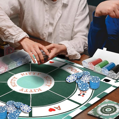 Extguds Michigan Rummy Deluxe Board Game Set: Felt Game Mat + 2Boxes of Playing Chips (200 Pieces)+1Deck of Poker+1Game Manual.The Perfect Blend of Rummy and Poker Perfect for Family Game Night