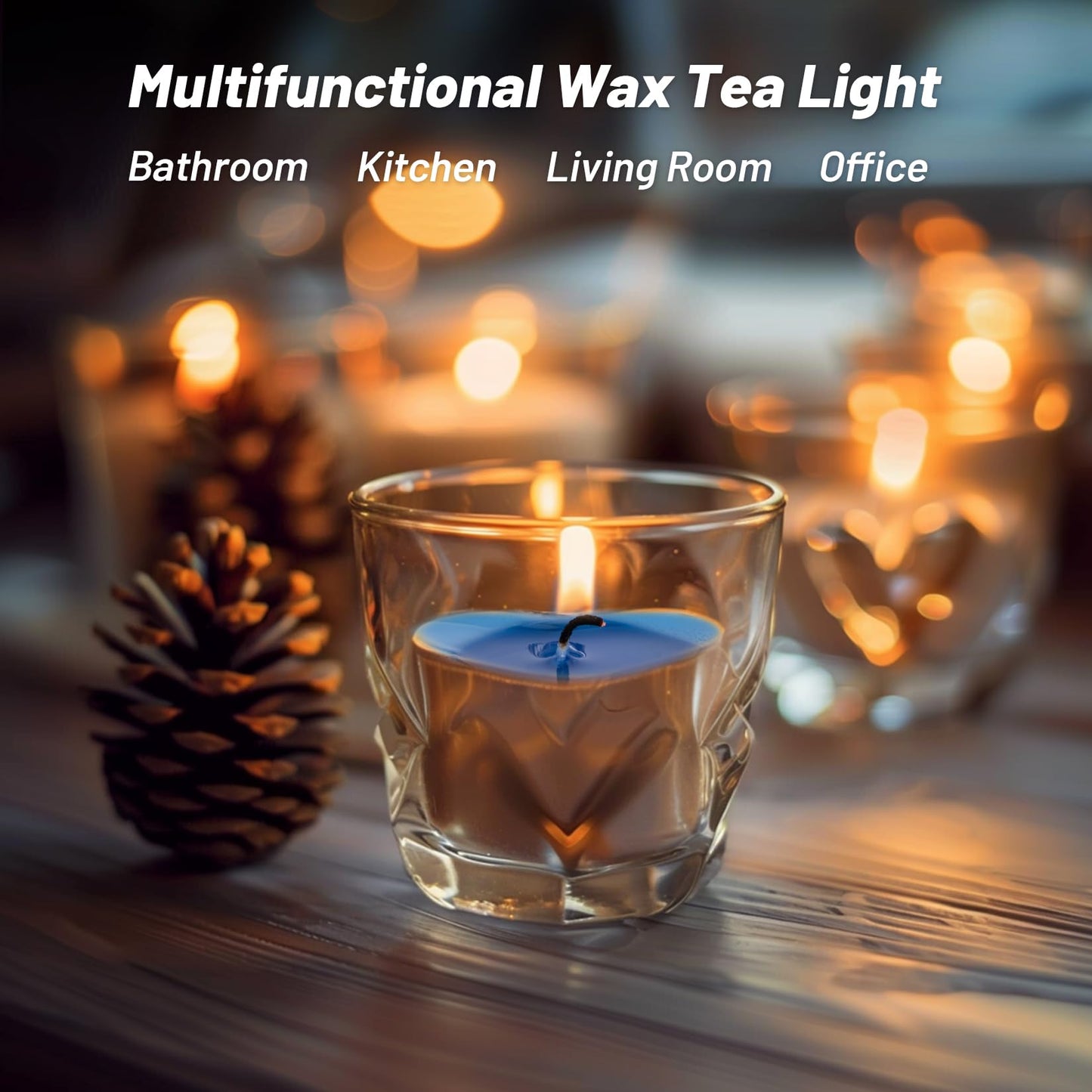 MAQIHAN Tea Lights Candles Set - 30 Pcs Heart Shaped Tealight Candles Smokeless Tea Candle Unscented Soy Candle for Dating, Weddings, Anniversaries(Blue)