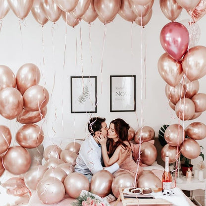PartyWoo Rose Gold Balloons 20pcs 18 Inch Metallic Chrome Rose Gold Balloons for Wedding Anniversary Sweet 16 Baby Shower Bridal Shower Bridgerton Floral Birthday Party Decorations Rose Gold-G107