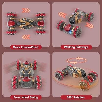 Gesture Sensing Remote Control Stunt Car for Kids Ages 6 7 8-12 - Best Birthday Gifts for 6 7 8 9 10 11 12 13+ Year Old Boys 2.4Ghz 4WD Off-Road Vehicle with Lights &amp Music