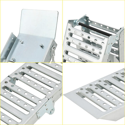72x9 Inch Foldable Ramps, Folds into Three Sections, Set of Two ATV Ramp, Silver Color, Total Weight Capacity 1500 lbs Ramp for Lawn Mower