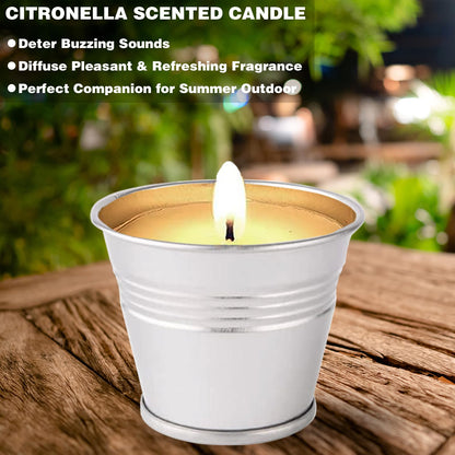 Citronella Candles Outdoor, 12 Pack Citronella Candle Set Made with Citronella Oils and Natural Soy Wax, 120 Hour Burn Time, 2 oz Small Bucket Candles for Patio, Home, Backyard