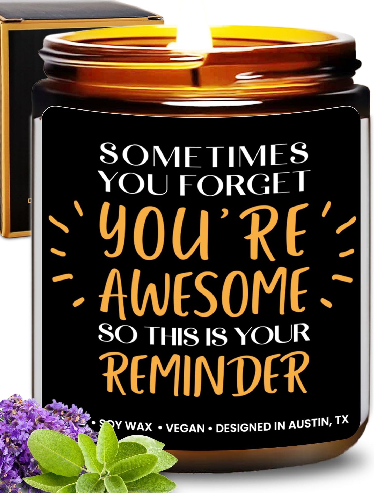 Sometimes You Forget You're Awesome Candle, Inspirational Gifts for Women, Stress Relief Gifts for Women, Appreciation Gift for Coworkers, Appreciation and Encouragement Presents for Men and Women
