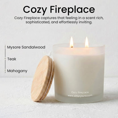 Cozy Fireplace | Tobacco & Wood Scented Candle | 14oz Soy Wax Large Candle | 50+ Hour Long Lasting Candle | Fall and Winter Home Scent| Luxury Jar Candle | Luxury Gift Box for Men